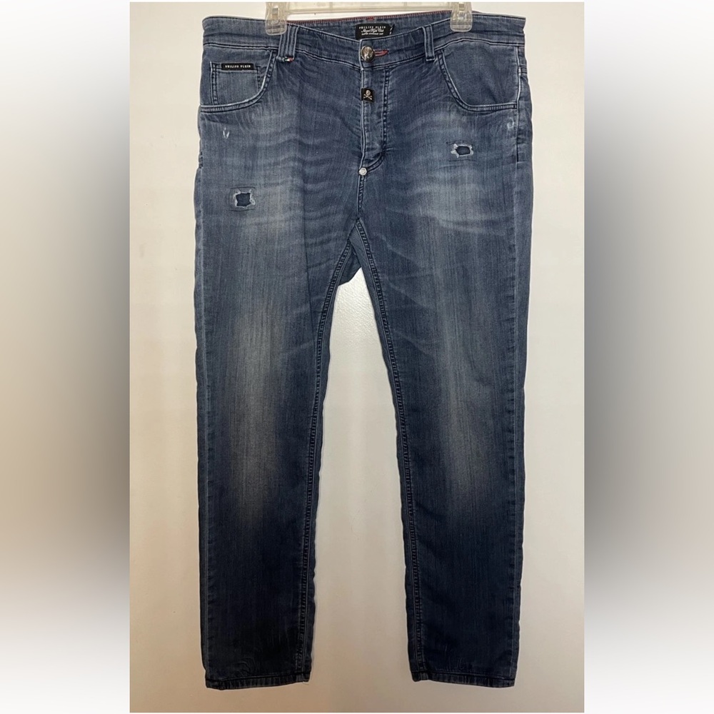 Philipp plein Men's Blue Jeans super straight cut 36